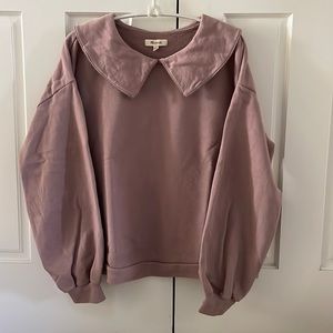 Madewell Dusty Plum Sweatshirt with Over-sized Peter Pan Collar Size M